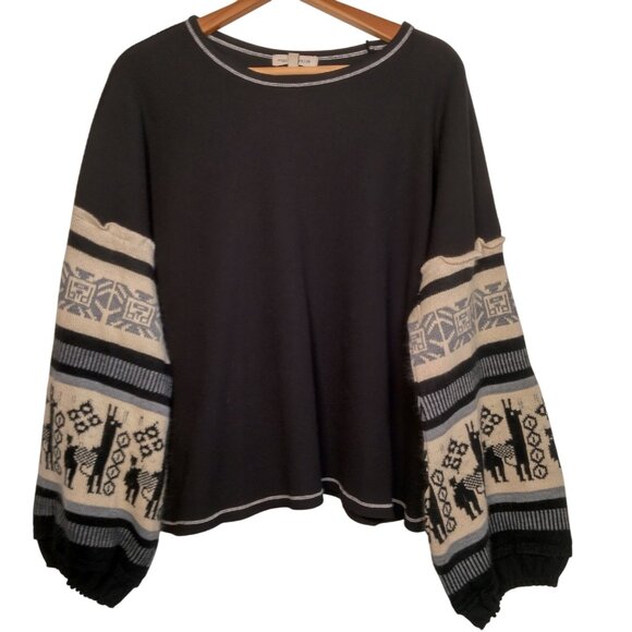 Angel Premium Shirt Plus Size 1X Black Thermal Sweater Sleeves Alpaca Cropped - Picture 1 of 16